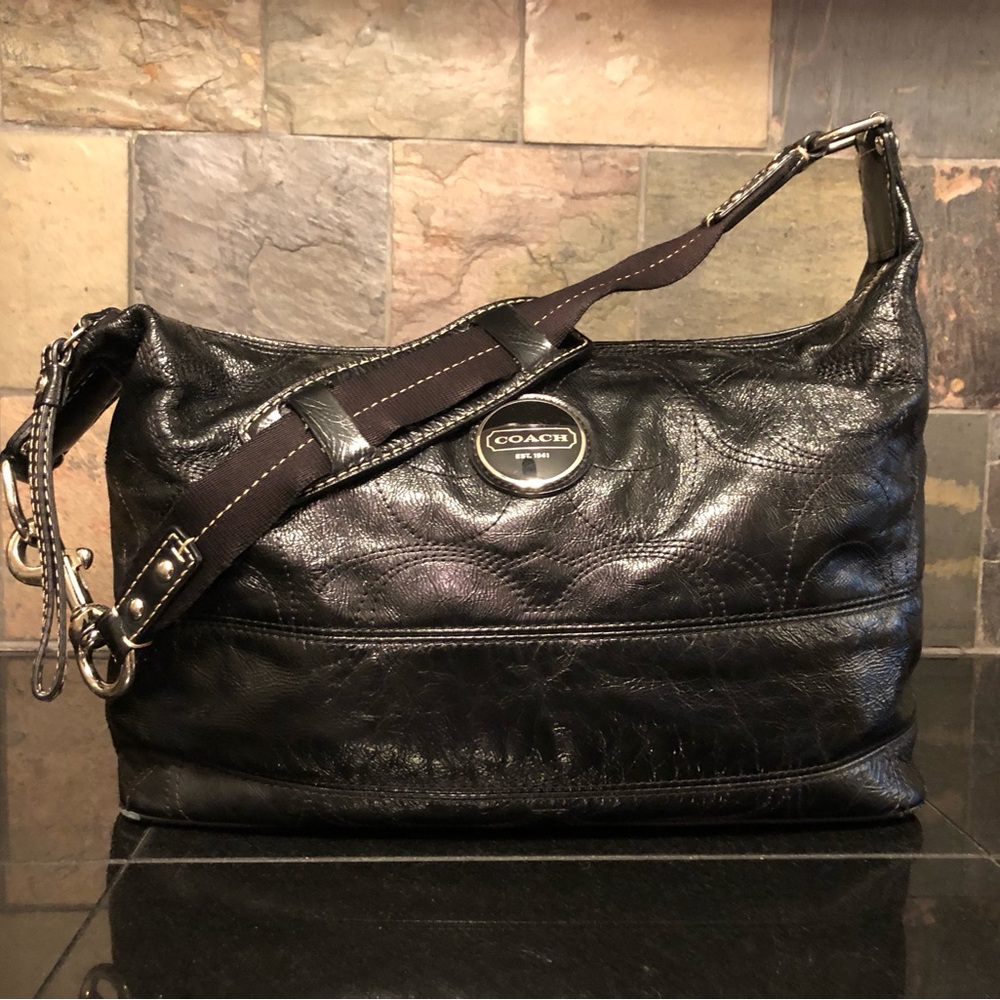 Coach black leather hobo F17421